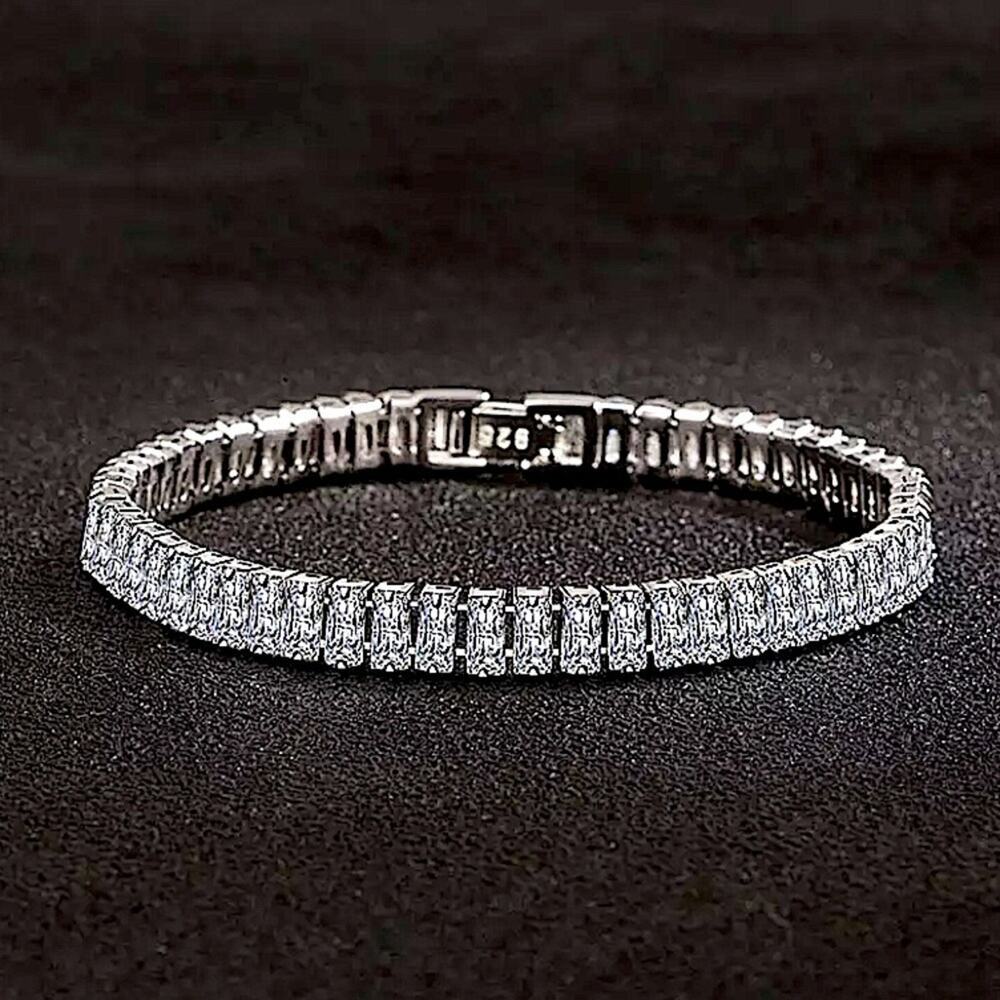 Sterling Silver Baguette Diamond Tennis Bracelet